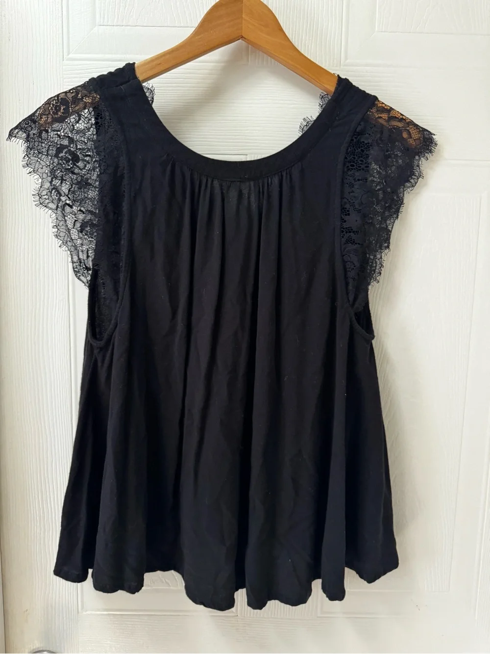 Free People Black Lace Sleeve V-Neck Camisole